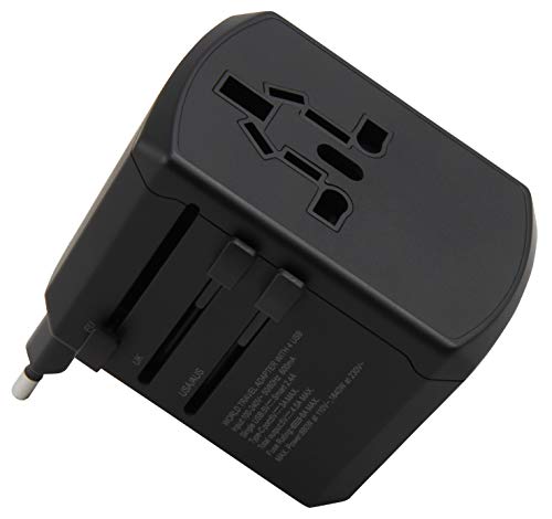 MC POWER - Reiseadapter | für 150 Länder, Weitbereichseingang, autom. Ausgangsspannungsanpassung, 3X USB-A + 1x USB-C von MC POWER