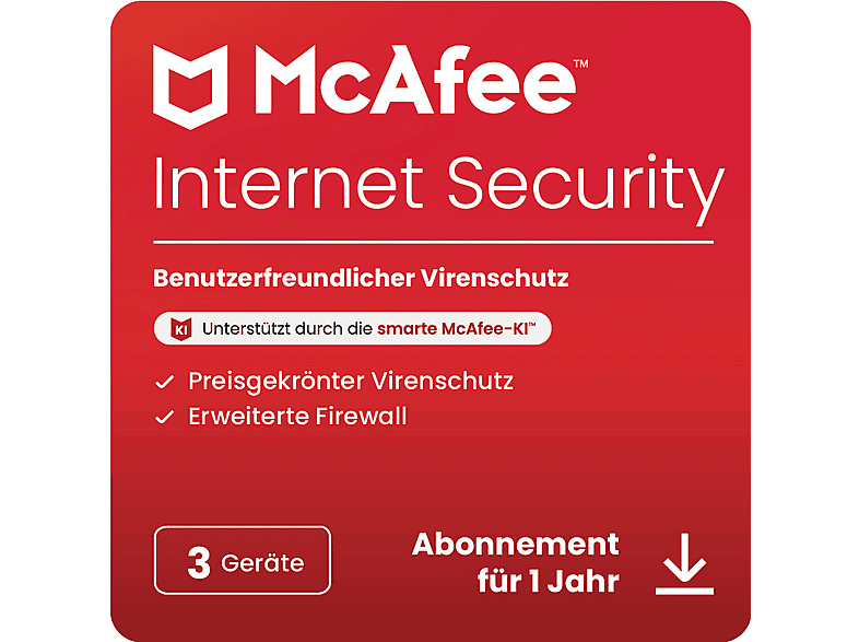 McAfee Internet Security 3 Geräte, 1 Jahr, Download Code - [PC, iOS, Mac, Android] [Multiplattform] von MCAFEE