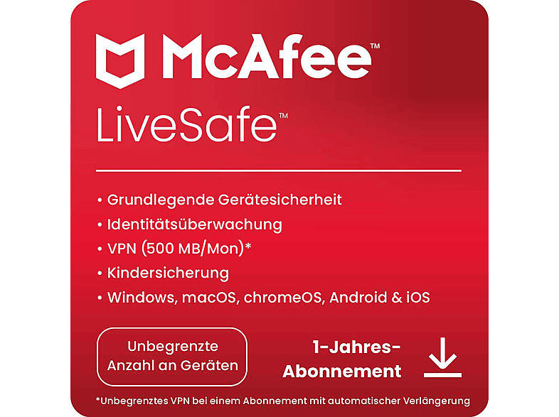 McAfee LiveSafe Attach für alle Geräte in einem Haushalt, 1 Jahr, Download Code - [PC, iOS, Mac, Android] [Multiplattform] von MCAFEE