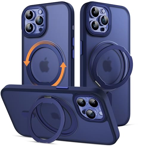 MCKRO Schutzhülle für iPhone 13 Pro Max (6,7 Zoll), stoßfest, magnetisch, mit 360° drehbarem Ständer, kompatibel mit MagSafe Wireless Charger (Blau) von MCKRO