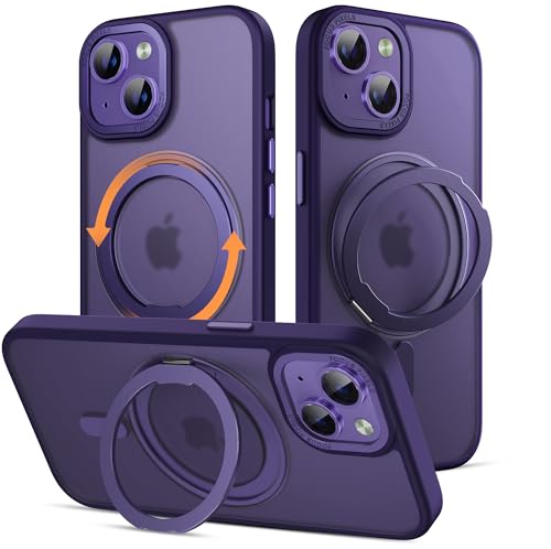 MCKRO Schutzhülle für iPhone 15 Plus (6,7 Zoll), stoßfest, magnetisch, mit 360° drehbarem Ständer, kompatibel mit MagSafe kabellosem Ladegerät (Violett) von MCKRO