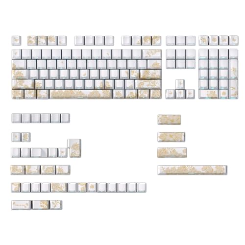 MDHQ 146/136 Tasten Tastenkappen Customs Platin-Stickerei Tastenkappen-Set Seitendruck Hintergrundbeleuchtung Tastenkappen für mechanische Tastatur von MDHQ