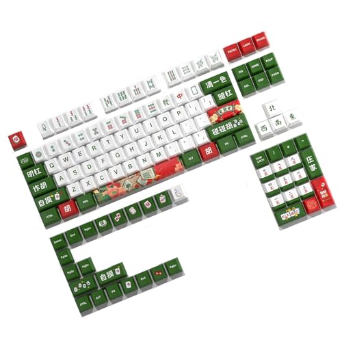 MEAKTSMI 125 Tasten Originalhöhe Mahjong Theme Tastenkappen Set Farbsublimation Für Klarheit Und Haltbarkeit Für Mechanische Tastaturen von MEAKTSMI