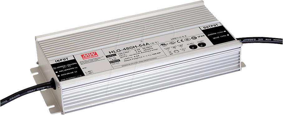 MW HLG-480H-24AB - LED-Trafo, 480 W, 24 V DC, 20000 mA, dimmbar, 3-in-1 von MEANWELL