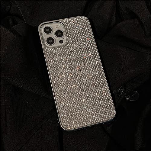 MEBEME Luxus Glitzer Strass Handyhülle für iPhone 15 14 11 12 13 Pro Max Mini XS XR X 7 8 Plus Shniy Diamond Soft Silikonhülle, Silber, für iPhone 13Pro Max von MEBEME