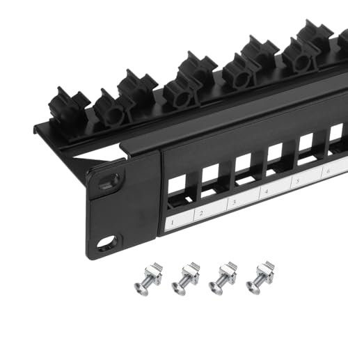 MECCANIXITY 1U Blank Key Stone Netzwerk-Patchpanel mit 24 Anschlüssen, 48,3 cm (19 Zoll) Rack und wandmontierbarer Patchschacht mit Kabelmanagement für Servernetzwerk, Multi-Terminal-Dienste, von MECCANIXITY