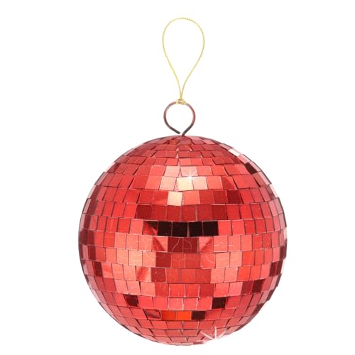 MECCANIXITY Discokugel Spiegelkugel 15,2 cm hängende Discokugeln mit hängendem Ring und Seil für Party, Tanz, Hochzeit, Bühne, Festival, Weihnachtsclub, Heimdekoration, Rot von MECCANIXITY