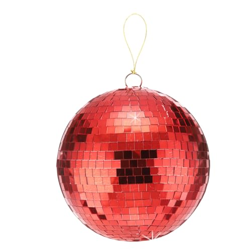 MECCANIXITY Discokugel Spiegelkugel 20,3 cm hängende Discokugeln mit hängendem Ring und Seil für Party, Tanz, Hochzeit, Bühne, Festival, Weihnachtsclub, Heimdekoration, Rot von MECCANIXITY