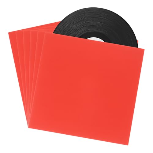 MECCANIXITY Vinyl-Schallplattenhüllen, 17,8 cm (7 Zoll), Kraftpapier, Außenhüllen für Schallplatten, Sammlungen, Rot, 10 Stück von MECCANIXITY