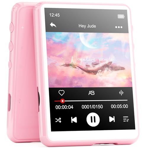 MECHEN 64GB MP3 Player Bluetooth 5.3 | 2,4'' Touchscreen Tragbarer MP3-Player zum Laufen mit Line-in-Aufnahme, FM-Radio, Lautsprecher, Unterstützt bis zu 128GB (Rosa, 64GB) von MECHEN