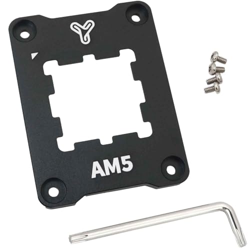 MEETOOT 70 x 54 x 6 mm CPU-Befestigungsrahmen aus Aluminium, AM5 schwarzer Kühler, Anti-Crush-Biegung mit L-Schraubendreher für AM5-CPU-Motherboard-Steckplatz von MEETOOT