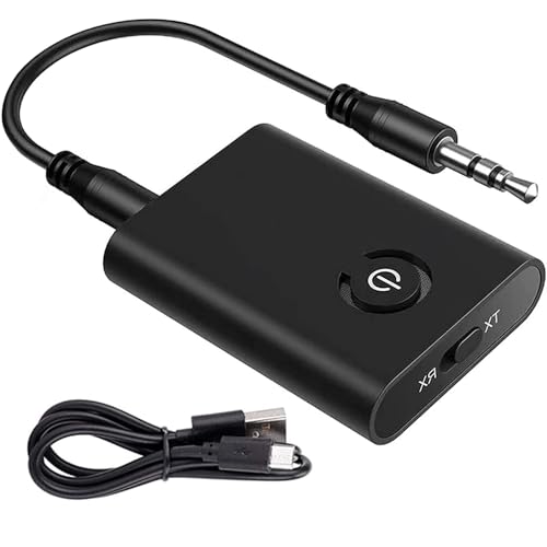 Bluetooth Adapter Audio 5.0, 2 in 1 Wireless Sender Empfänger, Bluetooth Adapter 5.0 Transmitter mit 3,5mm Kabel für MP3 /MP4 Kopfhörer HiFi Lautsprecher Radio Auto TV PC Laptop Tablet von MEETTIKEY