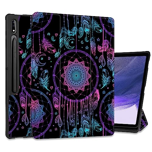 MEEgoodo Hülle für Samsung Galaxy Tab S9 Ultra 14,6 Zoll Cover 2023 mit S-Stifthalter, Smart Tablet Hüllen Leder Trifold Ständer + Soft TPU Back Shell Auto Wake/Sleep Dreamcatcher (SM-X910/X916/X918) von MEEgoodo