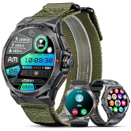 MEGALITH Smartwatch Herren Fitness Tracker: Outdoor Sport Wasserdicht Smart Watch mit Telefonfunktion - Blutdruckmessung Pulsuhr Fitnessuhr Schwarz von MEGALITH