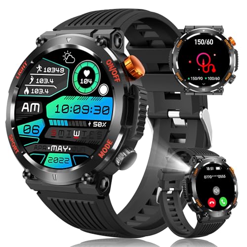 MEGALITH Smartwatch Herren Fitness Tracker: Wasserdicht Fitnessuhr Sport Schwarz - Blutdruck Smart Armbanduhr Herren Android iOS Kompatibel von MEGALITH