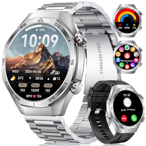 MEGALITH Smartwatch Herren Fitness Uhren: Wasserdicht Sport Pulsmesser Smart Watch Silber - Tracker Schrittzähler Blutdruckmessung Kompatibel iOS Android Fitnessuhr von MEGALITH