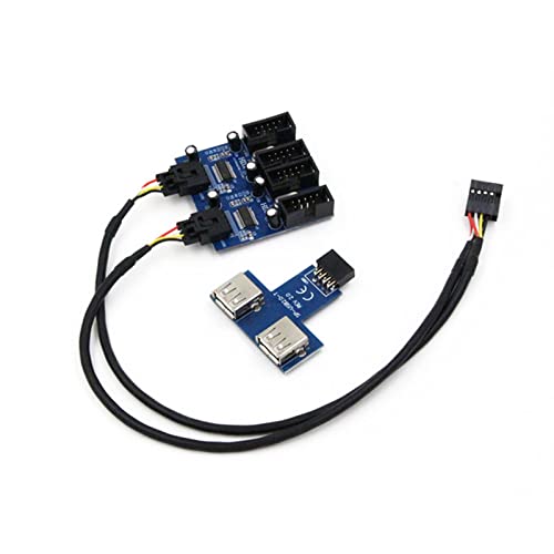 MEIBAOGE Motherboard 9 Pin USB Header Splitter Male 1 to 2/4 Female Extension Splitter Cable Desktop Card Connector Adapter Port von MEIBAOGE