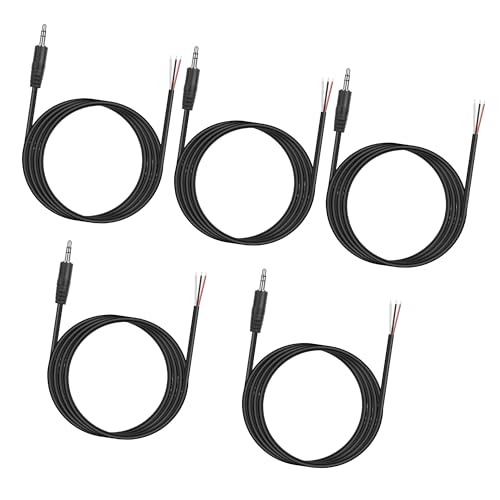 MEIRIYFA 3.5mm Stecker auf Bare Wire Audio Kabel, 3.5mm TRS 3 Pol Stecker Pigtail Open End Audio Kabel für Kopfhörer Headset Ersatz Kabel Reparatur - 5Pack, 1M von MEIRIYFA