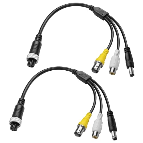 MEIRIYFA 4 Pin Luftfahrt Buchse zu RCA Stecker Kabel, 2Pack 4 Pin Buchse zu RCA Buchse BNC Buchse und DC 5.5x2.1mm Stecker Verlängerungskabel für Auto Backup Kamera - 29CM von MEIRIYFA