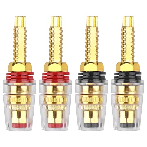 MEIRIYFA Lautsprecher Binding Post 5-Wege Banana Jack Socket Lautsprecher Terminal Connector 4mm Gold überzogene Messing Isolierte Binding Post für Verstärker (4PCS) von MEIRIYFA