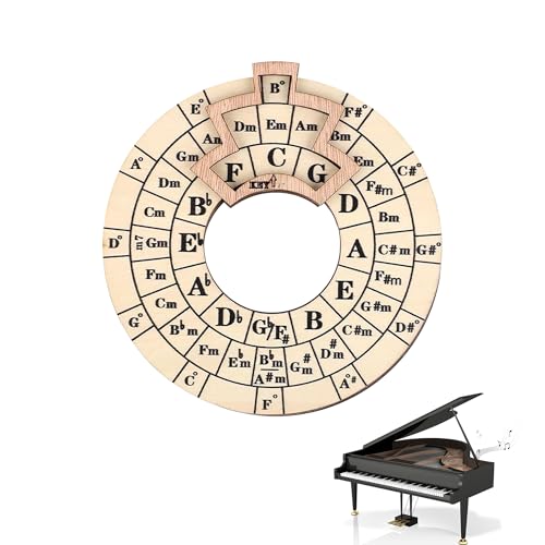 1 x Holz-Melodie-Werkzeug, tragbares Akkord-Rad, Musik-Transpose-Werkzeug, praktisches rundes Holz-Melodie-Akkord-Werkzeug für Noten, Akkorde, Tastenunterschrift für Gitarre, Bass, Klavier und Violine von MEKEET