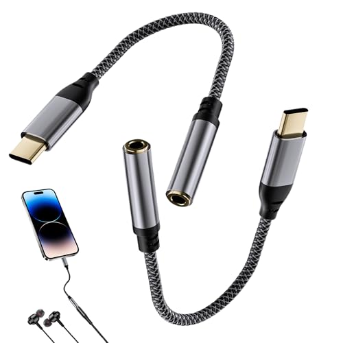 2 Stück USB C auf 3,5 mm USB Typ C Aux Adapter USB C auf Klinke Audio mit HiFi DAC Chip USB C Kopfhörer-Adapter für Samsung Galaxy S23/S22/S21, Pixel, iPhone 15/15 Pro Max, iPad Pro usw von MEKEET