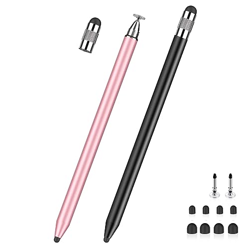 MEKO 3-in-1 Eingabestift für iPad, Samsung, Android, iOS, sehr empfindlicher und hochpräziser Touchscreen, mit 10 Ersatzaufsätzen (Schwarz + Roségold) von MEKO