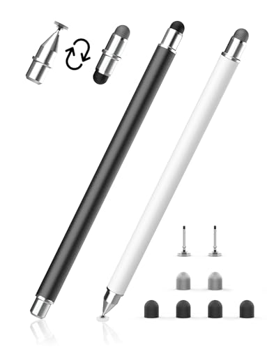 Tablet Stift MEKO 3-in-1 Magnetischer Touchscreen Stift, Faser Gummi Disc Stylus Touch Pen für alle Tablets/Handys wie iPhone/iPad/Pro/Mini/iWatch/Samsung/Huawei/Xiaomi/Surface (Schwarz/Weiß) von MEKO