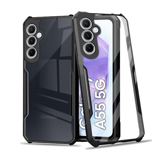 MEMELOKA Hülle für Samsung Galaxy A55 5G, TPU Silikon Rand Weich + Transparent Hartem PC Acryl Rückseite, Kratzfest Stoßfeste Schutzhülle für Samsung Galaxy A55 5G von MEMELOKA