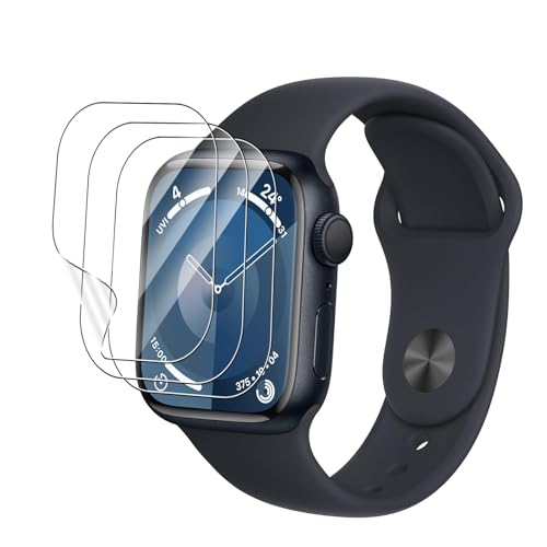 MEMELOKA Schutzfolie für Apple Watch Series 9 41mm/Series 8 41mm/Series 7, [3 Stück] HD Anti-Kratzer Flexible Weiche Hydrogel Folie, Hohe Empfindlichkeit und Blasenfreier Displayschutz von MEMELOKA