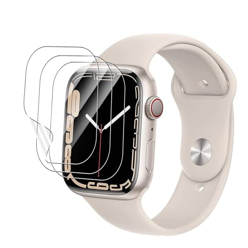 MEMELOKA Schutzfolie für Apple Watch Series 9 45mm/Series 8 45mm/Series 7, [3 Stück] HD Anti-Kratzer Flexible Weiche Hydrogel Folie, Hohe Empfindlichkeit und Blasenfreier Displayschutz von MEMELOKA
