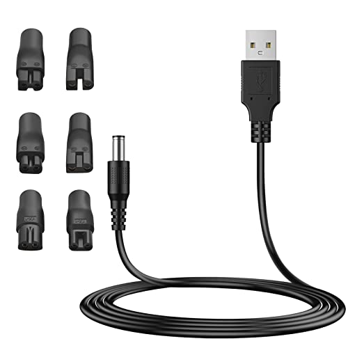 MEROM 5V Universal USB Netzkabel Kabel kompatibel mit Remington Rasierern Geeignet für Verschiedene Arten von Rasierern Trimmern Haarschneidern mit 6 Stecker Netzteil Ladegerät von MEROM