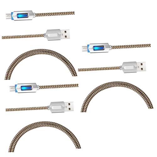 MERRYHAPY 3 Stück 1 USB-Kabel-leuchtanzeige Ladekabel C USB-Kabel Micro-USB-Kabel Mikro Multi-ladegerät USB-ladegeräte Micro-USB-ladegerät Micro USB Datenkabel Stoßverbinder Golden von MERRYHAPY