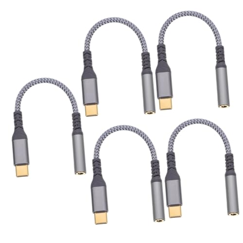 MERRYHAPY 5St Audio-Adapterkabel USB-C-Adapter c Ladekabel Typ-C-Kopfhörer-Adapterkabel USB-Kabel c Type Cable Headset Klinkenstecker Kopfhörer-Typ-C-Adapter Ladekopfhöreradapter Nylon Grey von MERRYHAPY