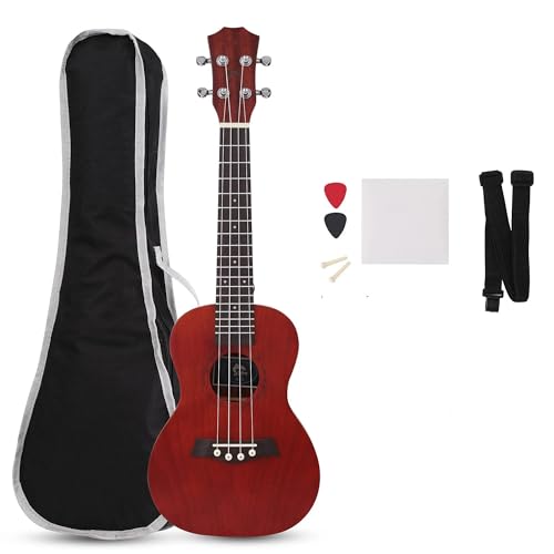 Ukulele Erwachsene Mahagoni-Ukulele 21/23/26 Zoll. Für Zubehör Gehören Gigbag-Gurt Nylonsaiten Elektronisches Stimmgerät Und Plektren(21inch) von MFGSDFR