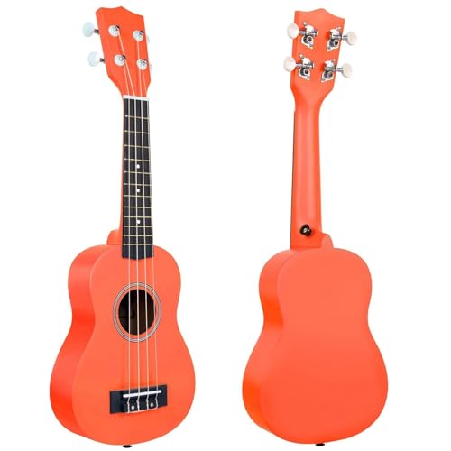 Ukulele Erwachsene Ukulele Tenor 21 Zoll Ukulele Anfänger Ukulele Regenbogen Saiten Set Mit Gurt Stoff Stimmgerät Tasche Picks(Orange) von MFGSDFR