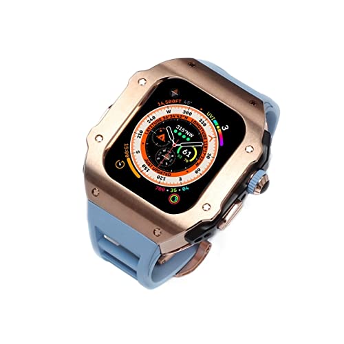 MGTCAR Luxuriöses Metallgehäuse, 49 mm, Modifikations-Set, für Apple Watch Ultra 49 mm, Edelstahl-Gehäuseabdeckung für iWatch 49 mm Mod, Silikonarmband, For 49mm, Achat von MGTCAR