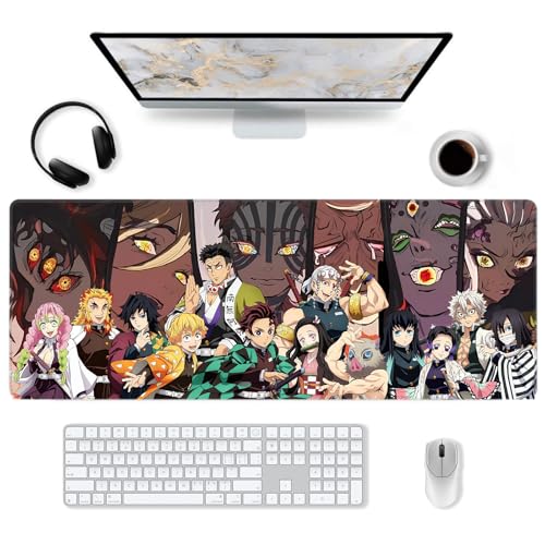 Mauspad für Demon Anime Slayer – rutschfeste Gummiunterseite, großes Gaming-Mauspad für Computer, Kaimetsu No Yaiba, 11,8 x 80 cm, langes Mauspad von MHIWU