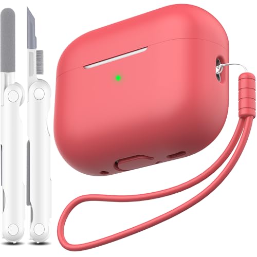 MHYALUDO Kompatibel mit AirPods Pro 2 Generation Hülle, Anti-Fall Weiches Silikon Stoßdämpfung Kompatibel mit AirPods Pro Case Skin Touch mit Schlüsselanhänger und Reinigungsset, Pink Peach von MHYALUDO