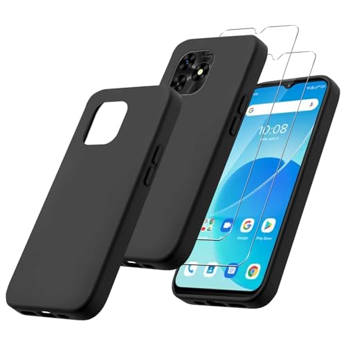 MIBZOR 3 in 1 Schwarz Hülle Kompatibel mit UMIDIGI G5 (6.6"), 1 Handyhülle und 2 Stück Schutzglas Panzerglas, Black Schutzhülle Weich Silikon Flexibel TPU Tasche Case von MIBZOR