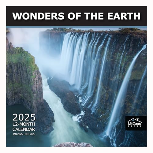 MICASA Wonders of the Earth 2025 Monats-Wandkalender zum Aufhängen, 30,5 x 61 cm offen, dickes und stabiles Papier, Geschenk, schöne malerische Reisen, natürliche Schätze rund um den Globus von MICASA PRESS