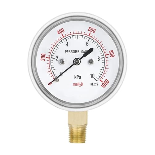 Manometer mit niedriger Membran, 2,5 Zoll Boden, 4 5 6 10 15 16 20 25 30 40 50 60 kpa/mmH2o for Gas, 1 Stück(0-10Kpa) von MICHENGS