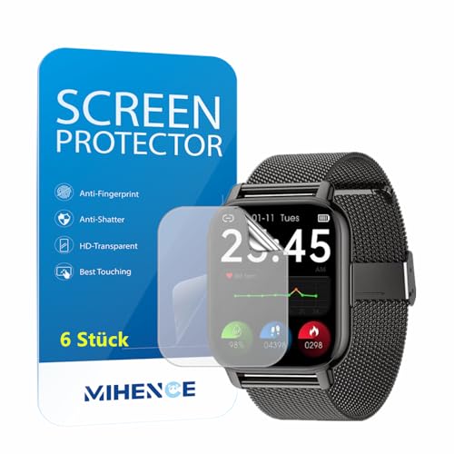 MIHENCE Schutzfolie Kompatibel für Narcid 1.85 Zoll Smartwatch P66, TPU HD Displayschutzfolie Kompatibel für P66 1.85 Zoll Smartwatch [ 6 Stück ] von MIHENCE