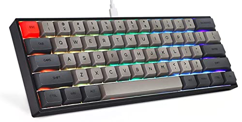 MIHIYIRY Mechanische Gaming-Tastatur 60 % mit roten Schaltern 61 Tasten mechanische Tastatur RGB Backlit, Compact Mini USB Wired Tastatur für WIN/Mac/PC (Grau) von MIHIYIRY