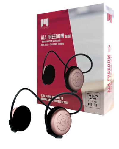 MIIEGO AL4 Freedom Mini Bluetooth Kopfhörer - Kurzer Nackenbügel & Sichere Passform - Kabellos & Wasserfest - Klarer Sound & Langer Akku - Rose Gold von MIIEGO