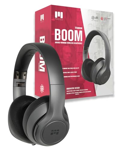 MIIEGO Boom Bluetooth Kopfhörer - Kabellose Over-Ear Headphones - Waschbare Ohrpolster - Perfekter Sound & Lange Akkulaufzeit - Titanium von MIIEGO