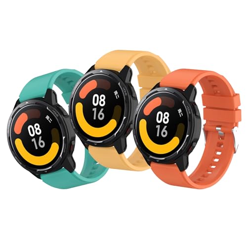 MIJOBS 3 Stück Armband Kompatibel mit Xiaomi Watch 2 Pro/Xiaomi Watch S1 Active/Xiaomi Watch S1 / Xiaomi MI Watch Silikonarmband, Sport-Armband, 22mm Armbänder, Damenband, Männerband von MIJOBS