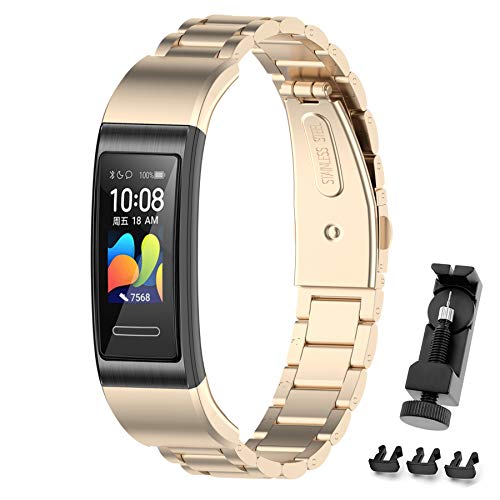 MIJOBS Armband Kompatibel mit HUAWEI Band 4 Pro/Band 3 Pro/Band 3 Edelstahl Ersatzarmband Zubehör für Huawei Band 3/3Pro/4Pro Metallarmband von MIJOBS