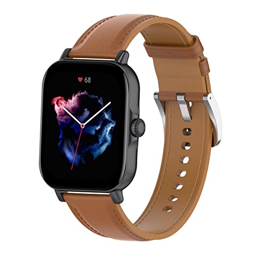 MIJOBS Lederband Kompatibel mit Amazfit GTS4/GTS3/GTS2/GTS 2e/GTS 2 Mini, Armband für Amazfit Bip 3/3 Pro/Bip U/Bip U Pro/Bip S/Bip S Lite, 20mm Uhrenzubehör von MIJOBS