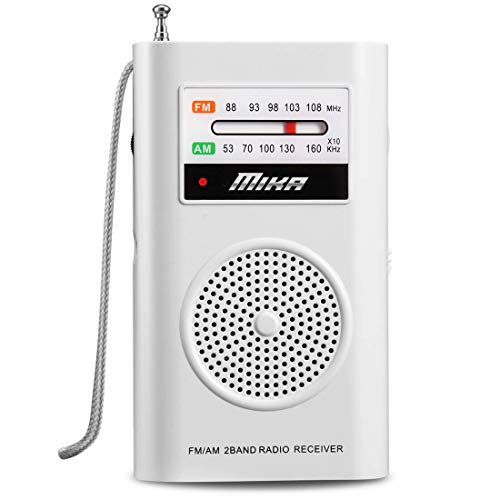 MIKA FM Radio, batteriebetriebenes Radio, tragbares Taschenradio mit bestem Empfang für den Innen- und Außenbereich, Transistor-Radio mit Kopfhöreranschluss, weiß von MIKA